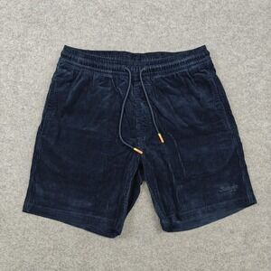 Seager Shorts Mens Small Navy Blue Corduroy Elastic Waist Drawstring Casual